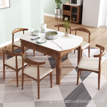 木製の折りたたみ式丸型テーブル拡張可能なダイニングテーブル